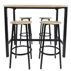 HOME DECO FACTORY - HD0217 - Table Mange Debout Et 4 Tabourets Loka - Salon, Salle à Manger, 100x86x60, Marron Noir