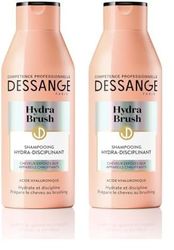 DESSANGE - Shampoing Hydratant & Disciplinant Hydra-Brush - Formule Enrichie À l'Acide Hyaluronique - Prépare Le Cheveu Au Brushing - Pour Cheveux Exposés Aux Appareils Chauffants - 250 ml (Lot de 2)