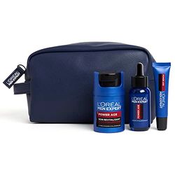 L'Oréal Men Expert - Astuccio per routine esperta per uomo, cura viso rivitalizzante e antietà, con acido ialuronico, per tutti i tipi di pelle, Power Age - 3 prodotti