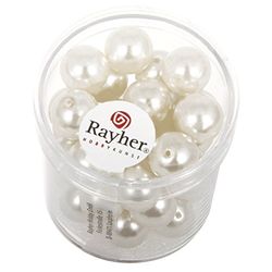 Rayher 14403102 Renaissance de Vidrio Abalorios (Cubo de 10 mm de diámetro de 35 Blanco