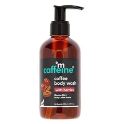 mCaffeine Kawowy płyn do mycia ciała z jagodami dla świecącej i nawilżonej skóry, słodki i żywy aromat jagodowy, bogaty w Vit C & E środek do mycia ciała dla skóry elastycznej, bez siarczanów, 200 ml