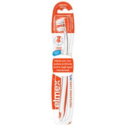 elmex Brosse à dents de protection des caries Inter X 1 paquet I poils moyens nettoyage en profondeur dans les espaces interproximaux I Tête courte pour le nettoyage des molaires difficiles à