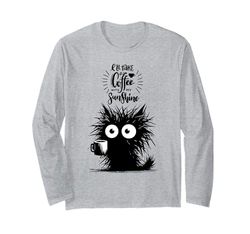 Carino gatto ama il caffè e il sole ufficio divertente Maglia a Manica