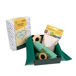 GRÜNSPECHT Boîte cadeau pour bébé avec coussin chauffant bio morsure et manche en gaze - Cadeau de naissance, baby shower (GB-003)