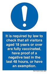 It is required by law to check that all visitors aged 18 years or over are fully vaccinated, have.