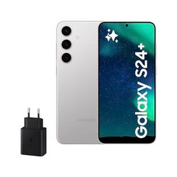 Samsung Galaxy S24+ y Cargador 45W, Móvil con IA, Smartphone Android, 12GB RAM Más Rápida, 256GB Almacenamiento, Cámara 50MP, Gran Pantalla, Batería Larga Duración, Gris Marble (Versión Española)