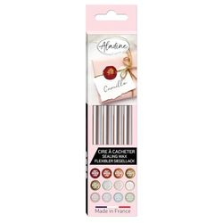 Aladine - 72432 - Mondo Creativo - Pack 4 Sticks Cera Rotonda Flessibile Argento