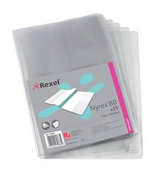 Rexel Nyrex Premium Twin A4-documentmappen, glashelderder, 100 mic, L-Folder, 25 stuks 12195