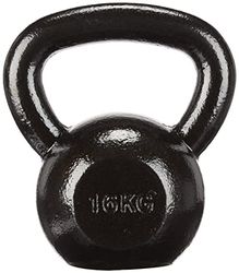 Amazon Basics Kettlebell, gietijzer, met getextureerd en geschilderd oppervlak, zwart, 16 kg