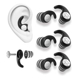 KKNE 3 paia di tappi per le orecchie rumorose per dormire, riutilizzabili, lavabili, in silicone anti russamento per dormire, cancellazione del rumore per studiare, lavorare e nuotare