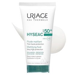 Uriage Hyseac Mattifying Fluid SPF50+ - Absorbs Oil, Reduces Shine & Moisturizes - Protects from UVA/UVB Rays to limit Rebound Effect - Non-stick Light Texture - For Combination to Oily Skin - 50ml