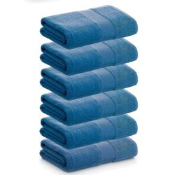 PADUANA Lot de 6 Serviettes de Toilette 50 x 100 cm Bleu 100% Coton Coiffure – Serviette sèche Douce, Rapide et Absorption maximale – Disponible Serviette de Toilette, Serviette de lavabo, Serviette