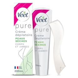 VEET PURE - Crème Dépilatoire Corps & Jambes - Peaux Sèches - Sans Odeur d'Amoniaque - 200ml