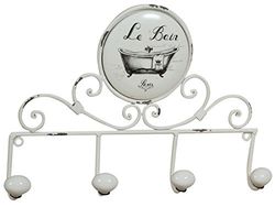 Biscottini Porta asciugamani bagno da muro L37,5xPR6,5xH25,5 - Porta salviette bagno in ferro battuto - Porta asciugamano bianco - Accessori bagno