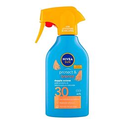 NIVEA SUN Maxi Spray Protect & Bronze FP 30 270 ml, solkräm 30 för gyllene, intensiv och enhetlig solbränna, solskydd 30 i praktisk sprayflaska