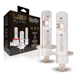 Superlite Halogen to LED Conversion Lamp Kits H1 Plug & Play Gold Series 6500K / 10000 Lumens / 12-24V / 18W For Car, Motorcycle & Truck