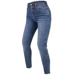 REBELHORN Classic III Lady Motorjeans dames | aramidevezel voering | SAS-TEC knie- en heupbeschermers | Skinny Fit, blauw, gewassen, 28W x 30L