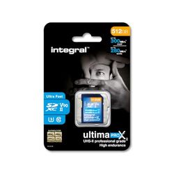 Integral Carte 512GB UHS-II V90 Jusqu'à 300MB/s en Lecture et 280MB/s en écriture Carte mémoire SDHC Professionnelle Haute Vitesse