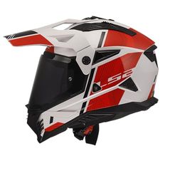 LS2, Casque Moto Cross Pioneer II Hill Gloss White Red, XL