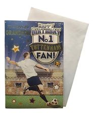 "Express Yourself" verjaardagskaart voor nummer 1 marine en wit thema kleinzoon - inclusief envelop - voetbalfan verjaardagskaart voor kleinzoon