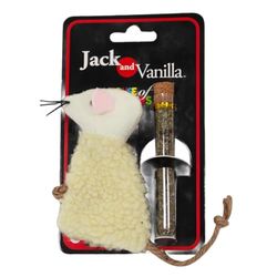 JACK AND VANILLA, Interactief kattenspeelgoed dat muis imiteert met kattengras, oplaadbaar, realistisch ontwerp, duurzaam en veilig, grootte 10,5 cm, kleur wit, speelgoedmodel