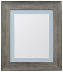 FRAMES BY POST Hygge Picture, Photo and Poster Frame, Plastic Glass, Wolf Grey with Blue Mount, 20 x 16 Inches Image Size A3