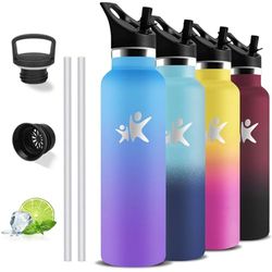 Termisk vattenflaska, 1 liter, BPA-fri, vattenflaska med sugrör, läckagefri, vattenflaska i rostfritt stål, sportflaska, 18/8 rostfritt stål, för camping, resor, yoga, fitness