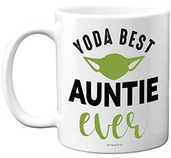 Auntie Birthday Gifts - Yoda Best Mug - Best Auntie Mugs, Happy Birthday Aunty Gift, Special Aunt Gifts for Christmas, Funny Xmas Tea Coffee Cup Cups, 11oz Ceramic Dishwasher Microwave Safe