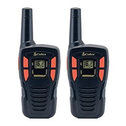 Cobra AM255 - Dispositivo de Radio con Pantalla LCD de 8 Canales de Memoria, Recargable, Toma de Carga USB, Clip para cinturón Incluido, Paquete de 2, Color Negro