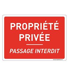 AUA SIGNALETIQUE - Waarschuwingsbord met afgeronde hoeken - eigendom van privé-passage verboden - 210 x 150 mm, aluminium Dibond 3 mm