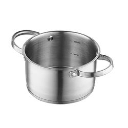 FLORINA Olla de Acero Inoxidable (1,2 l) 14 cm I Olla con Tapa de Vidrio I Incluye Vaso Medidor y Mango Remachado I Fondo de 3 Capas I Apto para Lavavajillas I Inducción, Gas y Eléctrica