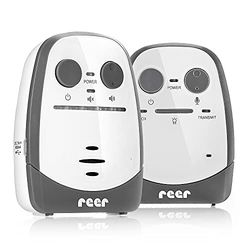 Reer Cosmo 50150 Babyphone de l'inventeur du babyphone, avec veilleuse, alarme vibrante et fonction interphone, blanc, portée de 600 m