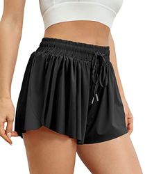 AUTOMET Pantaloncini da Corsa 2 in 1 da Donna, Casual, Estivi, Atletici, Nero, M