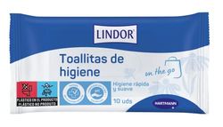 Lindor Skin Toallitas Íntimas Desechables, Humedecidas con Loción Limpiadora, Libre de PEG, 10 Unidades