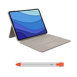 Logitech Combo Touch Custodia con tastiera per iPad Pro da 12,9 pollici (5a, 6a gen - 2021, 2022) e matita digitale Crayon (ver. 2018 e succ.) - ITA QWERTY - Sabbia