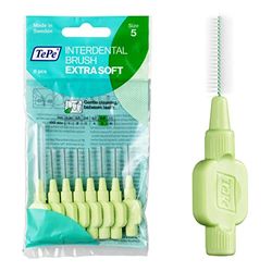 TePe Brossettes interdentaires Extra Soft - Nettoyage en douceur des espaces interdentaires - 1 x 8 brossettes - Diamètre 0,8mm - Vert