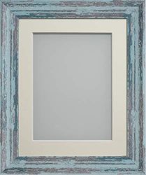 Frame Company Lynton Rustic Blue Photo Frame with Ivory Mount, A4 for 9x6 inch, fitted with perspex