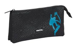Safta SPRAY Etui met drie vakken, voor kinderen, ideaal voor kinderen op schoolleeftijd, comfortabel en veelzijdig, kwaliteit en duurzaamheid, 22 x 3 x 12 cm, kleur:, Zwart, Standaard, casual