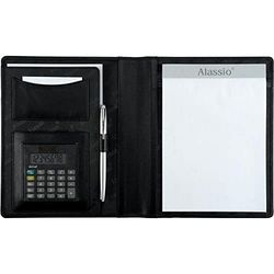 Alassio Bormio 43004-1 - Astuccio in similpelle con calcolatrice tascabile, formato A5, colore: Nero, Nero, Valigetta