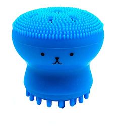 Hand Facial Cleansing Brush, Jellyfish Double Facial Cleanser Small Octopus Sponge Silicone Manual Facial Wash Brush for Exfoliating Massage Cleansing Soft Brush (Dark Blue)