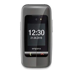 EmporiaOne | Senior mobiele telefoon | Flip Phone zonder contract | Mobiele telefoon met noodoproepknop | 2,4-inch display | Spacegrey, grijs/zilver