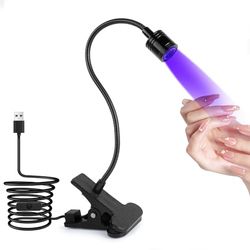 AiQInu UV-lampanaglar, LED-lampa för gelnaglar 3 W roterbar, nagellampa med USB och säkringsklämma, för gelnagellack, salong, hemmafixare (svart)