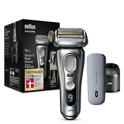 Braun Series 9 Pro Premium scheerapparaat voor heren, elektrisch met 4+1 scheerkop, elektrisch scheerapparaat en ProLift trimmer, PowerCase, 5-in-1 reinigingsstation, 60 minuten looptijd, wet&droog,