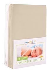 Julius Zöllner Jersey hoeslaken dubbelpak voor het kinderbed, Gr. 60x120 / 70x140, zand & wit