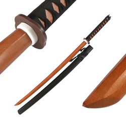 DEPICE Set Bokken bokhandtag inkl. Saya, ca 101 cm, vikt 600 g, äkta bok, matchande Saya, inklusive snörning, Iaido Aikido