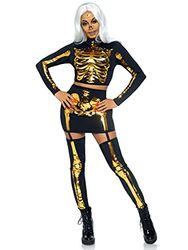 Leg Avenue 05401 87061 Women's Golden Skeleton Costume, Black/Gold, Small