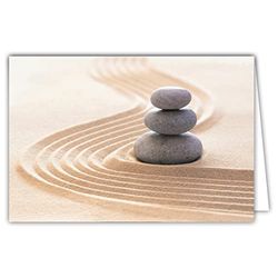 Afie 68-4012 White Inner Card with Envelope - Pebbles Pebbles Sand Garden Zen Meditation Relax Positive Energy Forces of Nature For You Happy Birthday, Happy Party, Thank You Courage
