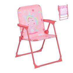 Relaxdays campingstoel kind, klapstoel, met eenhoorn, HBD: 51,5x36x37,5 cm, vouwstoel buiten, meerkleurig