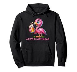 Flamenco rosa bebiendo una cerveza Let's Flamingle Sudadera con Capucha