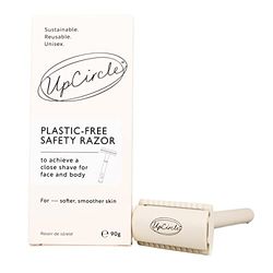 UpCircle Plastic-Free Safety Razor with Two Free Double Edge Blades - Metal Chrome + Plastic-Free - Superior Shave + Reduced Irritation - For Face + Body